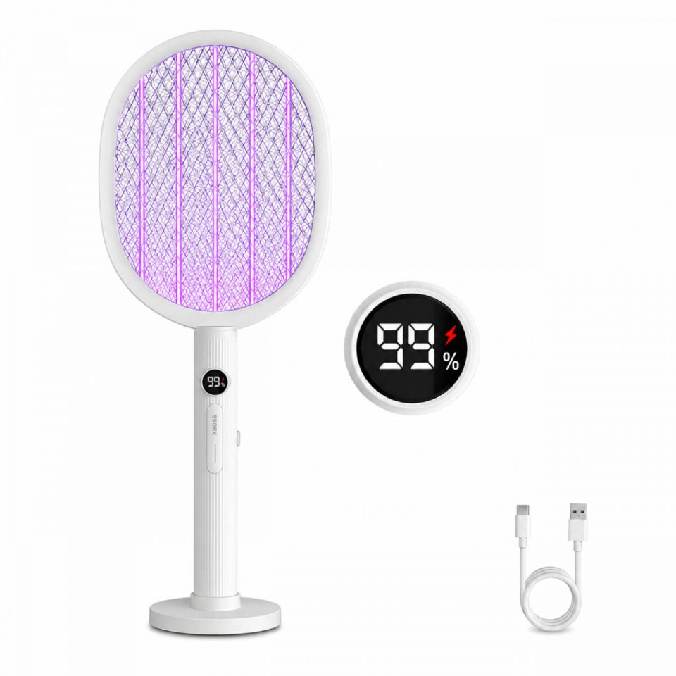 XBOSS K29 Электрическая мухобойка 3500В – 2 в 1, УФ-ловушка для комаров, Type-C, аккумуляторная, цифровой дисплей