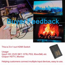Переключатель HDMI 4K Switcher 3 в 1 из HD 1080P Видеокабель Разветвитель 1x3 Концентратор-адаптер Конвертер для PS4/3 ТВ-приставки HDTV ПК (Черный)