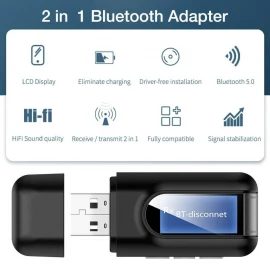 USB Bluetooth 5,0 + EDR + ЖК-дисплей, аудиоприемник, передатчик для ТВ, ПК, беспроводной USB-адаптер 3,5 мм 3,5 AUX, беспроводной адаптер