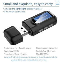 USB Bluetooth 5,0 + EDR + ЖК-дисплей, аудиоприемник, передатчик для ТВ, ПК, беспроводной USB-адаптер 3,5 мм 3,5 AUX, беспроводной адаптер