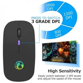 iMICI RGB Мышь Компьютерная Аккумуляторная Бесшумная, Bluetooth, Светодиодная Мышь