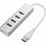 XBOSS R11 USB 3.0 Hub Алюминий 4 порта Высокоскоростная передача 5 Гбит/с для PS4 Ps 5 Xbox Компьютер Ноутбук ПК + Интерфейс питания USB (Серебряный)
