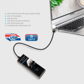 Xboss c8 4-портовый USB 3.0 концентратор высокой скорости 5 Гбит / с Скорость передачи данных Легкий USB-кабель-адаптер для PS4 / PS4 Slim / PS4 Pro // Xbox One / Xbox360 / компьютер ноутбук