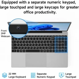 XBOSS Ноутбук 15.6" Full HD IPS, Intel Celeron N3450, 32GB RAM, 128GB SSD, Windows 10 Pro, ультратонкий и лёгкий, с подсветкой клавиатуры, WiFi 6, для работы и учёбы