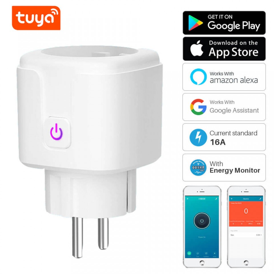 Tuya Smart Розетка Умная Wi-fi Розетка Zigbee с Голосовым Управлением 16A