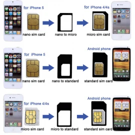 4in1 Micro Nano SIM-карта Разъем адаптера Преобразование Nano SIM-карты в стандартный адаптер Micro для iPhone Huawei Xiaomi Samsung