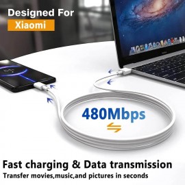 USB-кабель Xiaomi USB Type C, 33 Вт, турбо-быстрое зарядное устройство, кабель для Mi 13 12T Pro 12 S 11 Ultra Poco F5 Redmi Note 10 1m (Белый 33W)
